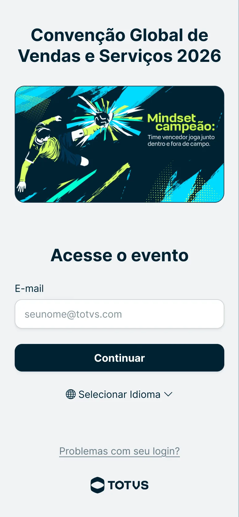 Tela de acesso à Convenção Global de Vendas e Serviços
