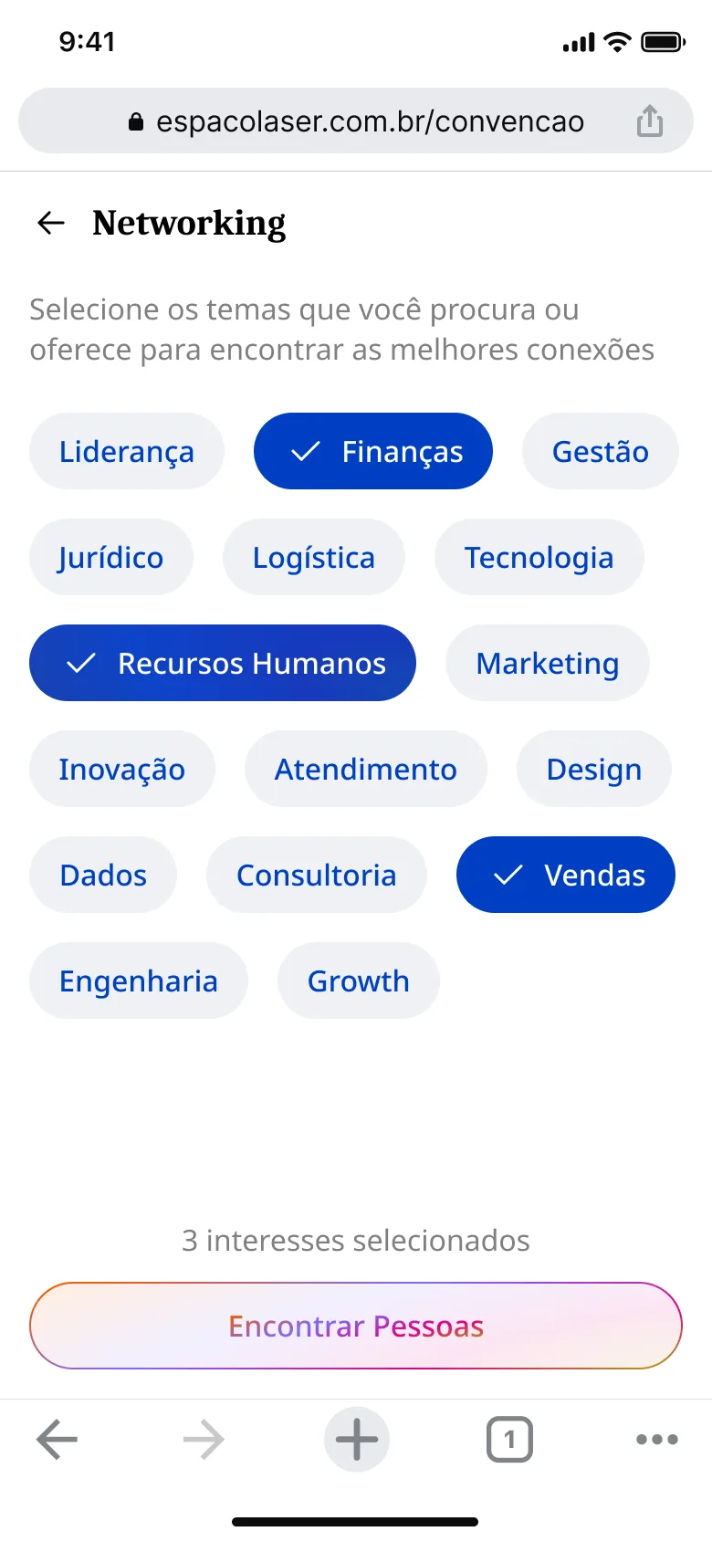 Agenda do evento organizada por dia